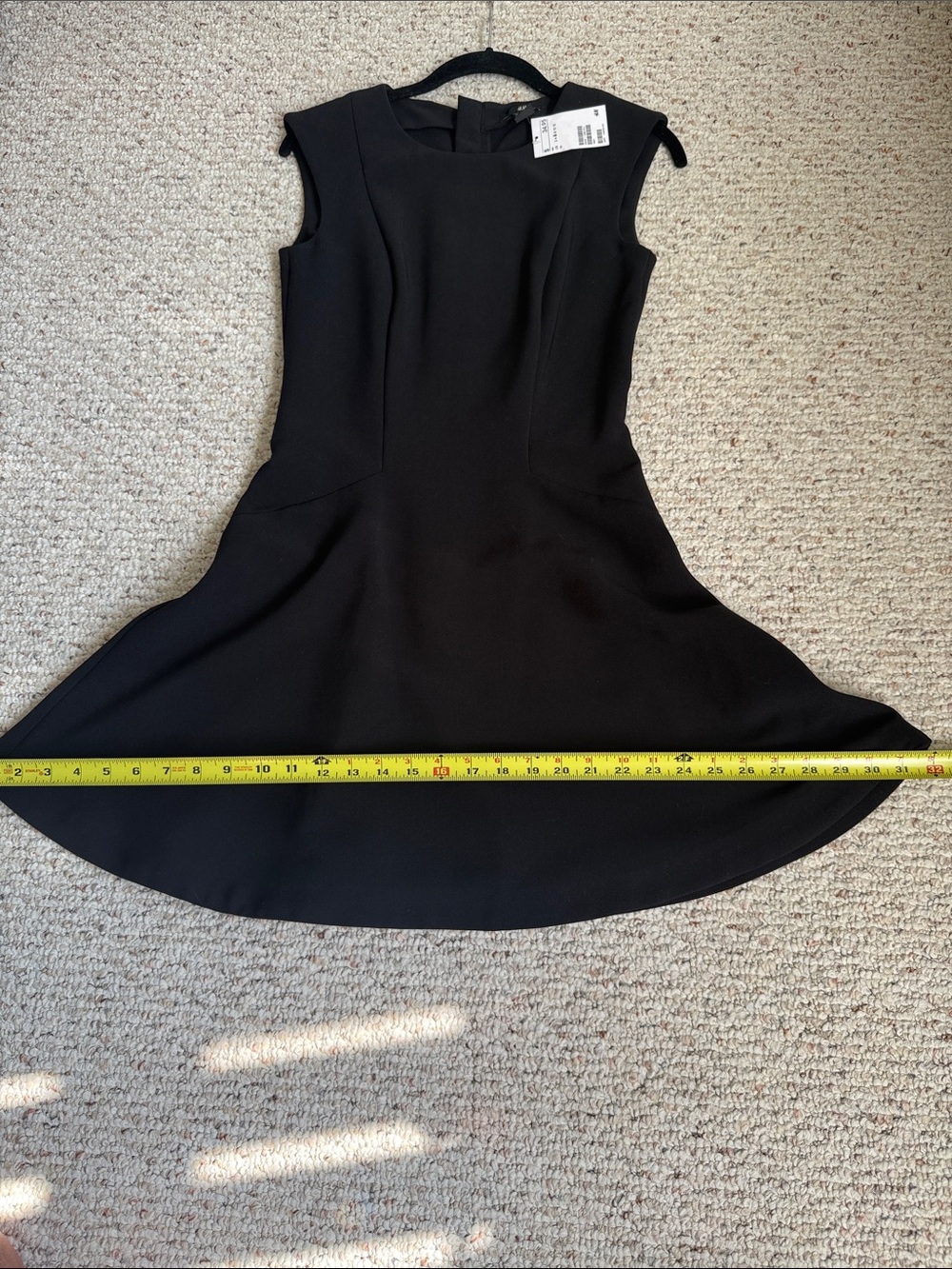 H&M Black Sleeveless Fit Flare Mini Dress goth LBD edgy skater mini NWT - Picture 10 of 11